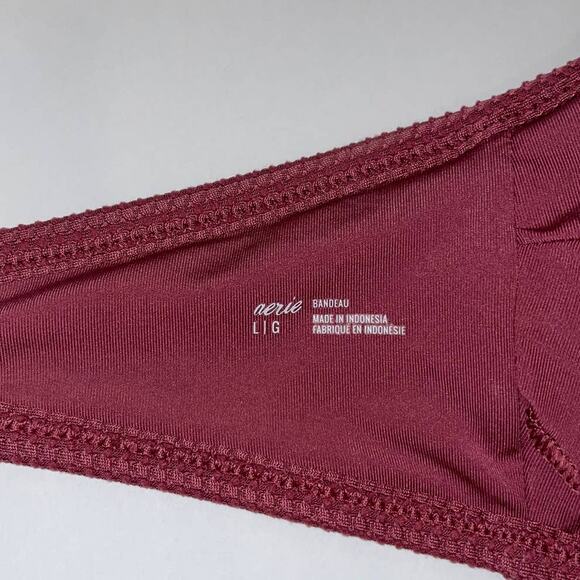 Aerie Bikini Top Womens Large Red Maroon Swim Bandeau Beach Pool Vacation - Picture 3 of 4